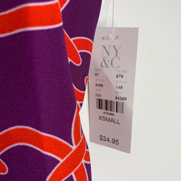 NY&C Womens XS Purple Orange Red Chain Patterned Sleeveless Lightweight Tank Top - Picture 6 of 8